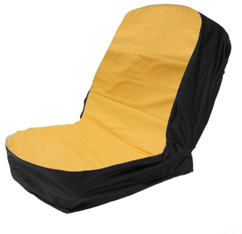 Cortacésped para asiento con tela impermeable de algodón + poliéster, cordón elástico y bolsillos de almacenamiento para uso en granja y tractor (amarillo)