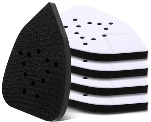 Ceoighe 5 Pack Foam 12 Hole Sanding Pads Compatible with Black & Decker Mouse Sanders BDCMS20C and BDEMS600, Hook and Loop Triangular Detail Sander Pads with Anti Vibration Cushion Layer