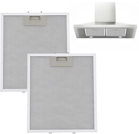 2 Stück 305 x 267 mm Dunstabzugshaube Filter für AEG Electrolux Elica, 5-lagiger Metallfettfilter aus Aluminium, Kompatibel Universal Abzugshaube Filtergitter Ersatzteil Hohe Ölspeicherfähigkeit