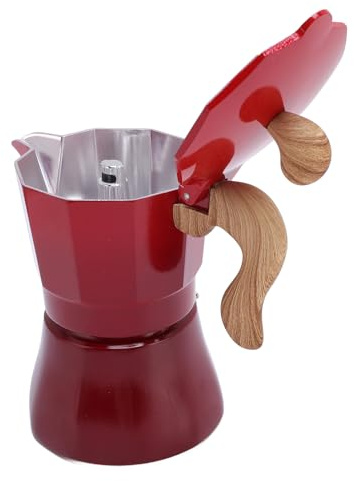 Topiky 150ml Maker Stovetop, Stovetop Coffee Maker, Moka Pot Set with Electric Stove, Portable Aluminum Machine Moka Pot for Lovers Beginners (Red)