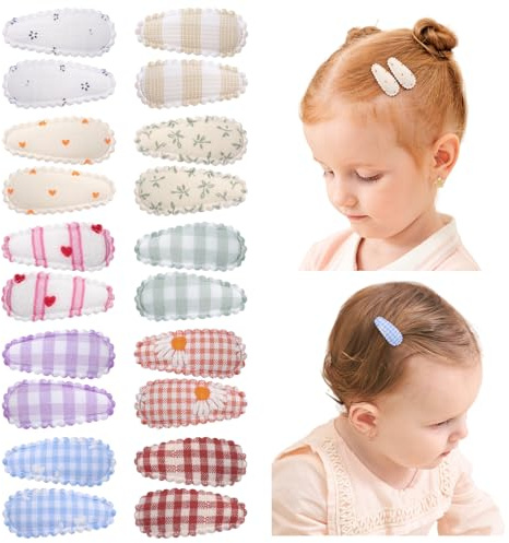 20 piezas de impresión floral 1,5 pulgadas pinzas pelo niña - Barretas antideslizantes Lazos de Coletas Pinza Accesorios para Cabello para Niños Pequeñas Niñas