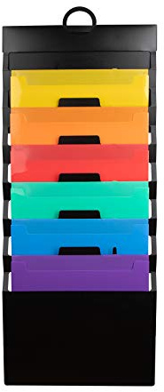 Elegrip Porta Documenti da Appendere a Parete File Organizer A4 Chart Cartellina Porta Brochure Plastica Impermeabile con 6 Tasche Pieghevole per Ufficio Scuola