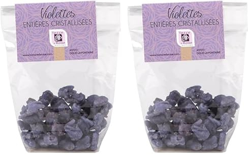TERRE DE ROSE - Fleur de violette entières cristallisées 50g - produits artisanaux français - made in France - effet et goût garantis - produits à base de violette-bonbonsartisanaux (Lot de 2)