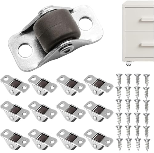 12 Stück Mini Möbelrollen 13 mm Kleine Rollen für Möbel Leise Gummi Laufrollen Bockrollen mit Stahloberplatte und Schrauben für Möbel, Schränke, Werkzeugkisten, DIY-Projekte und Aufbewahrungsbox