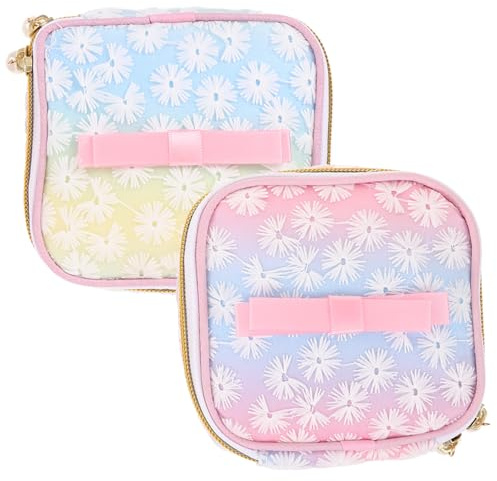 ifundom Bolsa para Almacenamiento de Compresas Sanitarias Portátil de Nylon y Tela, 2 Piezas Diseño Bordado Adorable para Organizar Productos de Menstruación Color Aleatorio