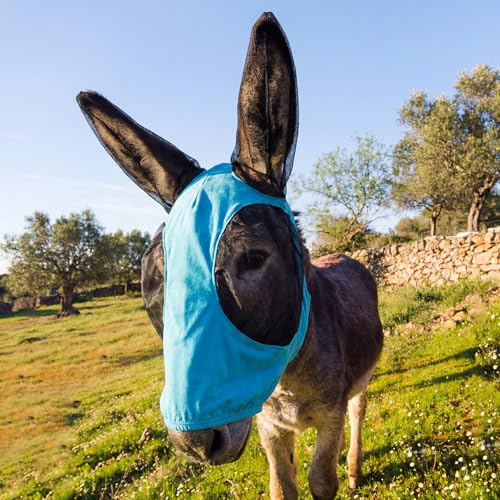 Yeyeplum Mini Donkey Fly Mask with Ears Protection, Stretchy Mule Mask with Big Mesh Eye Covers, Soft on Skin, Comfortable Breathable Protection from Insects and Bugs