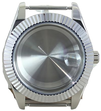 1 st Silverfärgad 39 mm 36 räfflad böjd klockfodral Rem Safir for Miyota 8215 28,5 Urtavla delar(No strap 7,36mm Miyota 8215)