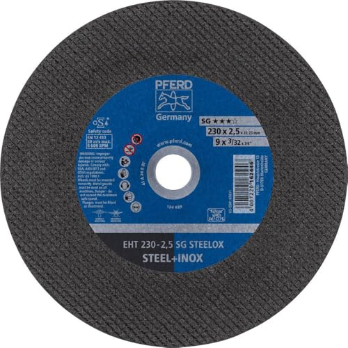 PFERD 162446 Trennscheiben, Leistungs Linie, SG Steel, Gekröpfte Ausführung EHT, 22.23mm Bohrungs Ø, 2.5mm x 230mm, 25 Stück