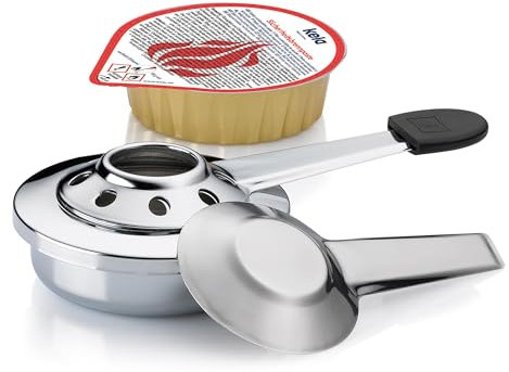 bruciatore per fonduta kela con pasta combustibile per fonduta, pinza da fuoco VESUV, contenitore per pasta combustibile in acciaio inox, 80 g di pasta combustibile etanolo per fonduta