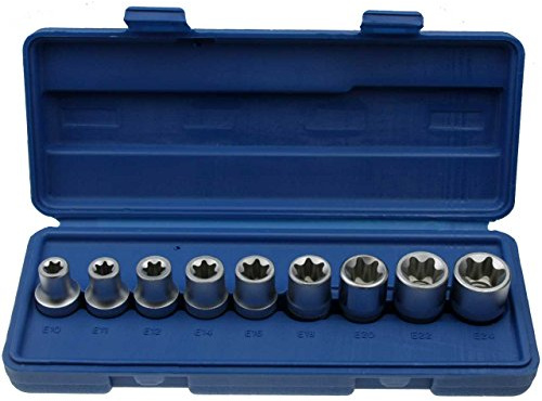 Alkan E10-E24 Außen-Torx Stecknuss Satz 1/2 9-tlg CV-Stahl | Außen-Torx Stecknüsse E10-E24 aus Chrom-Vanadium-Stahl, 1/2 Antrieb, 9-tlg Satz für E-Profil Schrauben