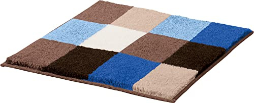 Erwin Müller WC-Vorlage ohne Ausschnitt Kreta blau Größe 50x50 cm, rutschhemmend - kuscheliger Hochflor, für Fußbodenheizung geeignet