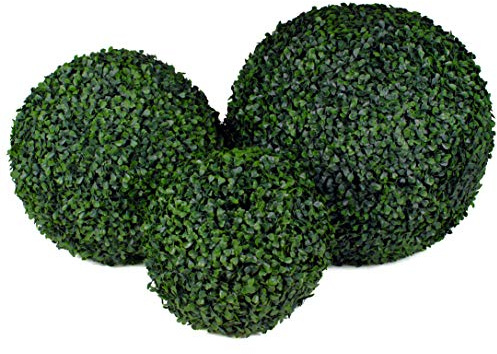 3rd Street Inn Topiary Ball Assortment - Artificial Plant Set - Indoor/Outdoor Wedding Party Decor - Faux Foliage Garden Sphere - Tree and Bush Substitute (19, 15, 11 (Boxwood))