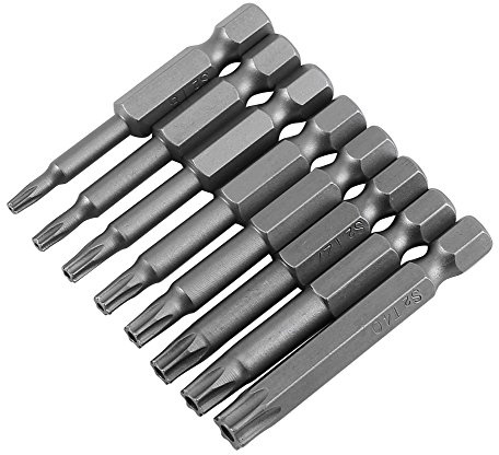 8 piezas 50 mm T8-T40 Torx Cabeza de seguridad Juego de puntas de destornillador magnético 1/4 Vástago hexagonal