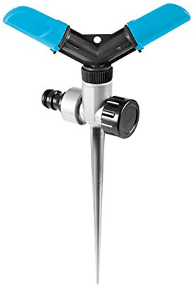 Cellfast Irrigatori per Prato Circolari 2 Bracci Gartensprinkler Rasensprenger con Flusso d'Acqua Controllabile per Prato Fiori Piante Regolazione della velocità di Rotazione Basic