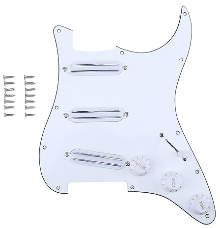 Musiclily Basic Vorverdrahtetes Schlagbrett Rail Humbucker 3 lagig Weiß | für Strat Style E-Gitarre