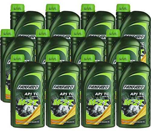 12x1 Liter FANFARO M-2T Universal 2-Takt API TC Motorrädöl Zweitakt Motoröl Öl