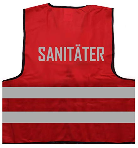Warnweste - Signalweste - SANITÄTER - Warnweste mit reflektierendem Aufdruck ID: 097