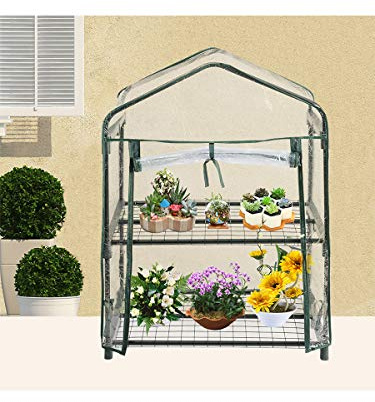 Mini-Gewächshaus, PE-Abdeckung und aufrollbare Reißverschluss-Tür, wasserdichtes tragbares Gewächshaus aus Kunststoff, Tomaten-Gewächshaus, Gemüse, Blumen, Pflanzen, Tend Topfpflanzen (ohne Regal)
