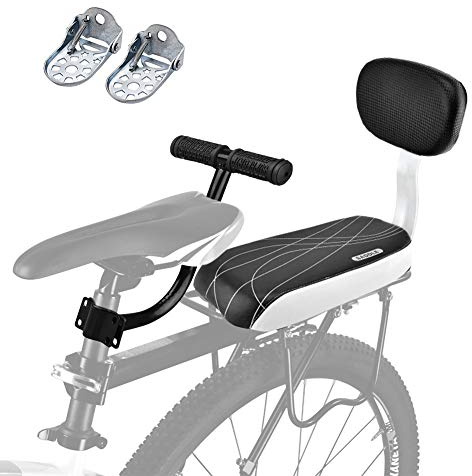 Cocoarm Kids Bicycle Rear Seat Set, Safety Cushion with Armrest, Handrail, Footrest Pedals for Children