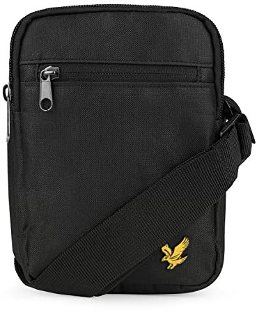 Lyle & Scott Umhängetasche Herren Schwarz | Schultertasche Herren mit zwei Taschen, strapazierfähigem Stoff und Steinadлер-Emblem