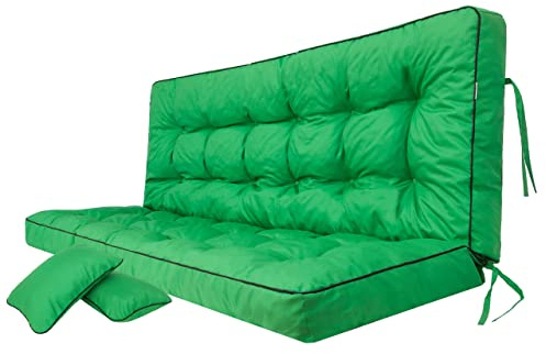 PillowPrim Grün Hollywoodschaukel Sitzkissen, 180 cm Gartenschaukel Sitzbank, Komfort Polster mit Rückenlehne, Ideal für Eckbänke und Sitztruhnen
