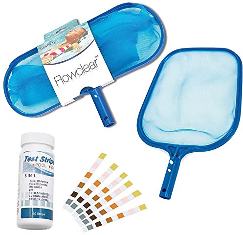 Aquavant Set per Pulizia Piscina composta da: Retino di Superficie, retino di Fondo, Kit Analisi Test rapido