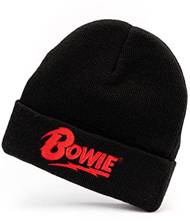 BOWIE David Beanie Unisex Männer Frauen Schwarz Gestrickte Band CD-Hut One Size