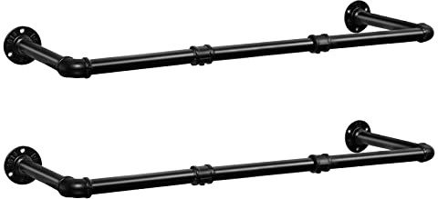 HOOBRO Industrierohr Kleiderstangen 2er Set, 104 cm Garderobenstangen Wandmontage, Abnehmbare Kleiderständer, Platzsparend, Flur, Wohnzimmer, Schlafzimmer EBK10BJ01