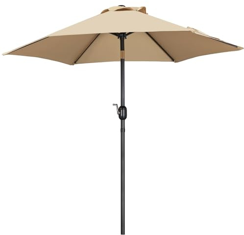 Yaheetech Parasol de Jardin Extérieur Parasol Inclinable 230cm/270cm/327cm avec 6 Baleines Cadre en Métal Protection Solaire pour Jardin Terrasse Patio Piscine Plage Balcon 230 cm Kaki