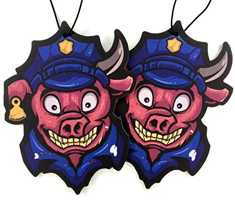 2x lustiger Bullenschwein 1312 Schweinebulle Duftbaum Lufterfrischer | Kaugummi Duft fürs Auto | Autoduft Polizei Duftspender