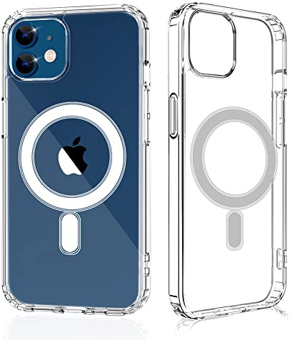 Losvick Coque pour iPhone 12/iPhone 12 Pro, Adsorption Magnétique Étui Hybride Arrière Rigide PC + Antichoc TPU Bumper pour Recharge sans Fil Magnétique Housse pour 12/12 Pro - Transparent