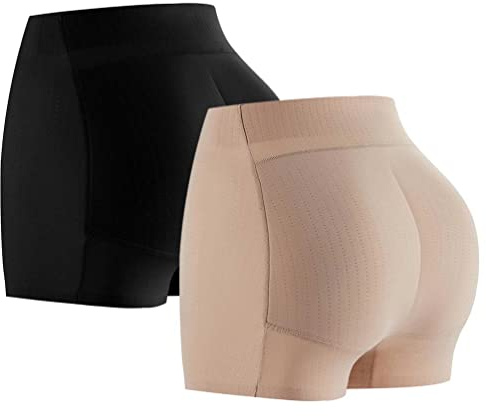 SUIUOI 2PCS Control de Barriga Fajas Moldeador de Cuerpo Cintura Alta Bragas Moldeadoras Butt Lifter Boyshorts Panty Control de Barriga Bragas Acolchadas Body Shaper Acolchado Hip Enhancer