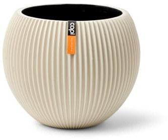 Capi Europe - Vase Boule Groove Colours - 30x25 - Beige - Ouverture Ø30 - Pot intérieur et extérieur - BGVBG104