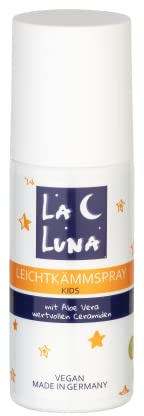 LA LUNA® Barn hår lätt kamspray, med aloe vera | värdefulla keramik| intensivvård | inget hår lock| vegansk | barn hårvård | hårkur| pojkar flickor | för alla hårtyper | hårvård – leave in 150 ml