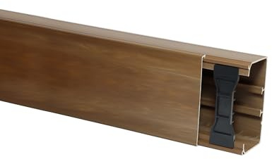 KOMIB 110 x 60 mm Kabelkanal /4 Farben/Kabelschacht / (mit Montagelochung im Boden) / je Stange 2 Meter (Braun (Holz Design), 2 x 2M = 4m)