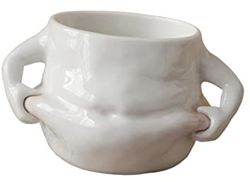 perfk Kreative Keramik-Kaffeetasse, Tasse, Geschenk, weiß, langlebig, Neuheit mit Griffen, süßer Pinch-Bauch für Club, Büro, Restaurant,