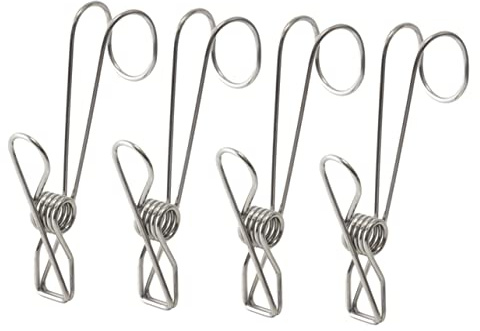 Hemobllo Pinces à Linge Faciles à Porter en Acier Inoxydable Lot de 20 Argentées Crochet Épaissi pour Étendre Vêtements et Papier sur Corde à Linge ou Barre