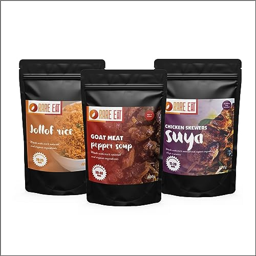 Nigerian Jollof Rice + Goat Meat Peppersoup + Chicken Skewers Suya | Serves 5