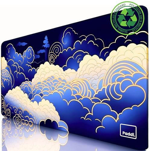 Grand Tapis De Souris Gaming XXL - 900 X 400 mm - Gamer Mouse Pad - Matière recylé - Surface imperméable- Antidérapant - sous Main Bureau - (Nuages)