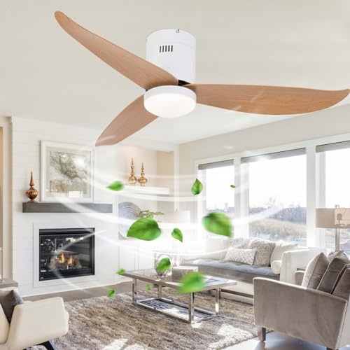 Groß Deckenventilator Mit Beleuchtung Und Fernbedienung, Modern Leise LED Reversibel Lampe Mit Ventilator 3 Farben Smart Schlafzimmer Deckenlampe Ventilator DC Timer 6 Gang Für Küchen-90cm