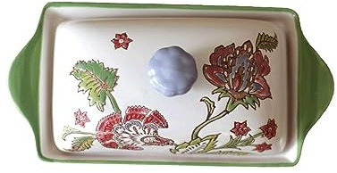 Burriera Piatto Rettangolare con Coperchio Porta Burro in Ceramica Dipinta a Mano Contenitore Porta Burro Irregolare Casa Albergo Ristorante Controsoffitto