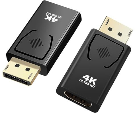 Clydewy Displayport to Hdmi Adapter 2 Packs Display Port to Hdmi Port 4k Dp to Hdmi Cable 1080p Dp Male to Hdmi Female Video Audio Converter for Laptop Pc Desktop Projector Hdtv Monitor