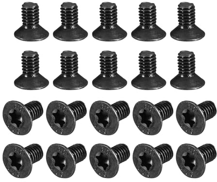 QUARKZMAN 20 Stück Torx Holzschrauben M4-0.7x8mm Senkkopfschrauben, 10.9 Grad Legierter Stahl, Torx-Antrieb, Vollgewinde Spanplattenschrauben, Schwarzoxid-Finish