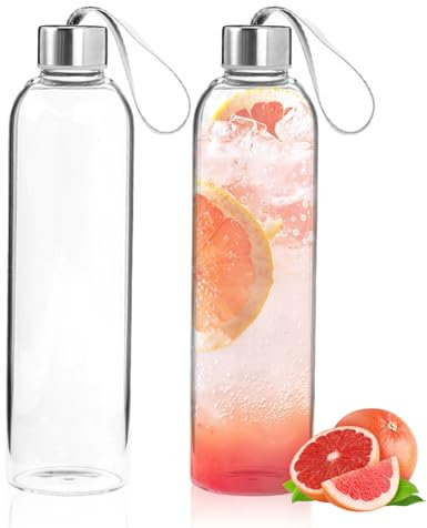 Borraccia In Vetro Borosilicato,2 Pezzi 1000ml Sport Bottiglia Di Acqua In Vetro,Borraccia D'Acqua In Vetro,Bottiglia In Vetro Borosilicato Per Scuola,Yoga,Palestra,Sport