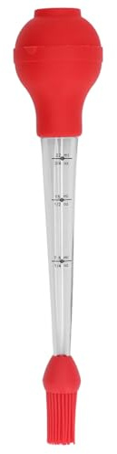 Turkey Baster with Barbecue Basting Brush,Food Grade Silicone Food Baster,Barbecue Oil Drip Seasoning Tube Tools for Cooking Basting (Red)
