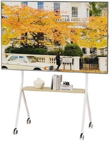Rolling TV Cart, Mobile TV Cart, Rolling tv stand, Mobile TV Cart for 42-75 Inch LED LCD TVs, Tripod TV Stand with Tray Holds Up to 110lbs, Height Adjustable(White)