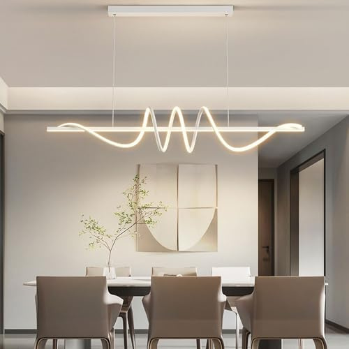 Lampadario Moderna Dimmerabile Lampada A Sospensione LED Ondulato Lampadario Da Soggiorno Luci Pendenti Camera Da Letto Sala Con Telecomando Lampada Regolabile In Altezza Plafoniera(bianca,100cm)