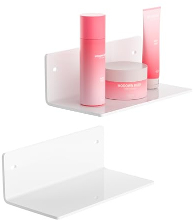 Sezanrpt 20cm weiße kleine Regale Acryl, Wandregale für Wohnzimmer Dekor, Schlafzimmer, Badezimmer, Küche, Esszimmer, Brand Store, 2-Pack
