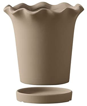 Macetas de barro para plantas Maceta de cerámica con forma de flor creativa con bandeja adecuada for plantar orquídeas, macetas suculentas for uso en interiores y exteriores Macetas para plantas(Brown