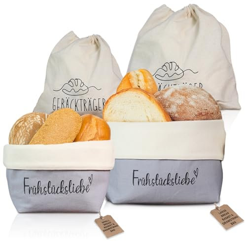 COZYINT Moderna cesta de pan de tela, bolsa para pan, cesta para panecillos, cesta moderna con bolsa para el pan, bolsillo interior (juego)
